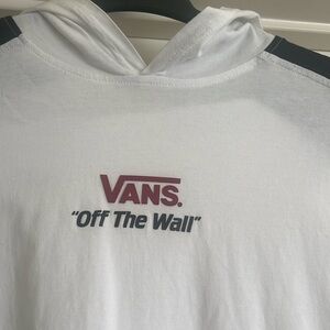 Vans off the wall, long sleeve boys shirt with a hoodie. Gently worn